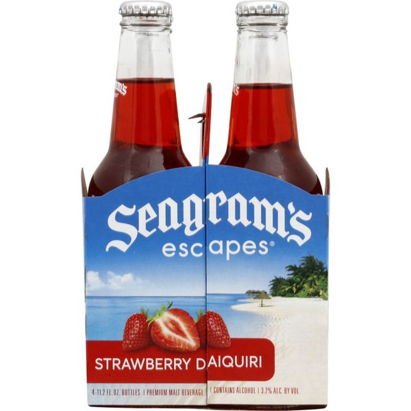 Seagrams Escapes Malt Beverage, Premium, Strawberry Daiquiri, 4 Pack ...