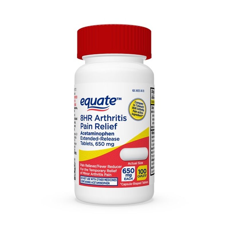 Equate 8Hr Arthritis Pain Relief, 650 mg, Caplets (100 each) - Instacart