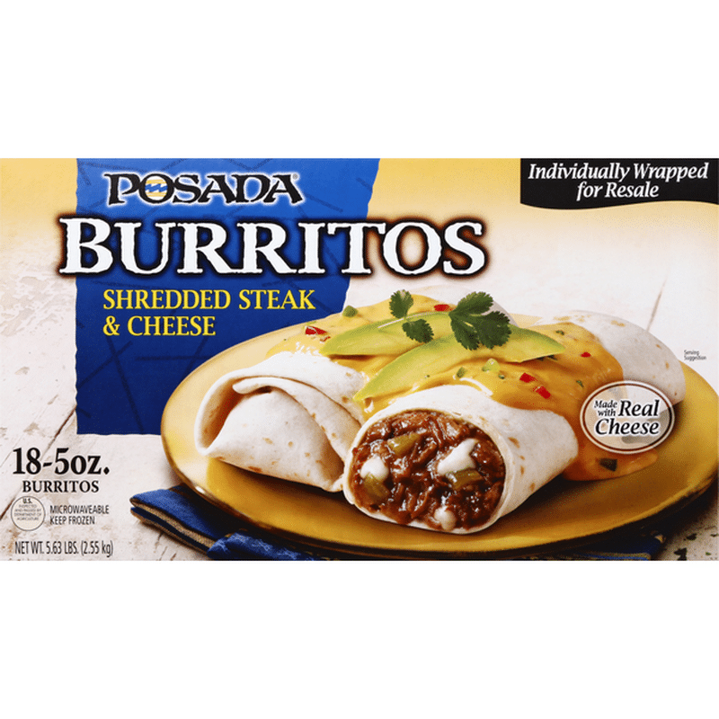 Posada Burritos, Shredded Steak & Cheese (18 each) Instacart