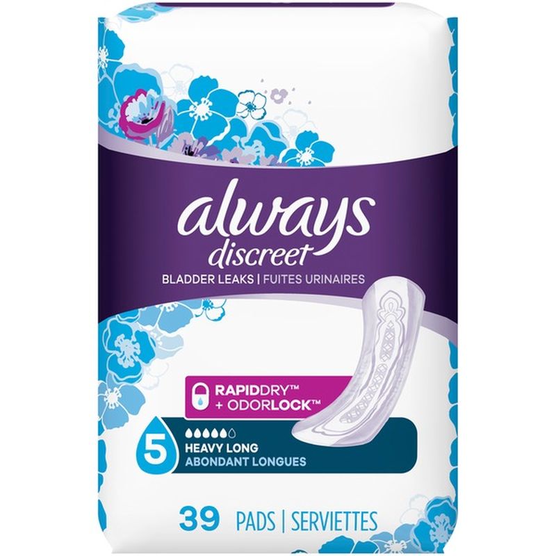 Always Incontinence Pads, Heavy Absorbency, Long Length (39 ct) from