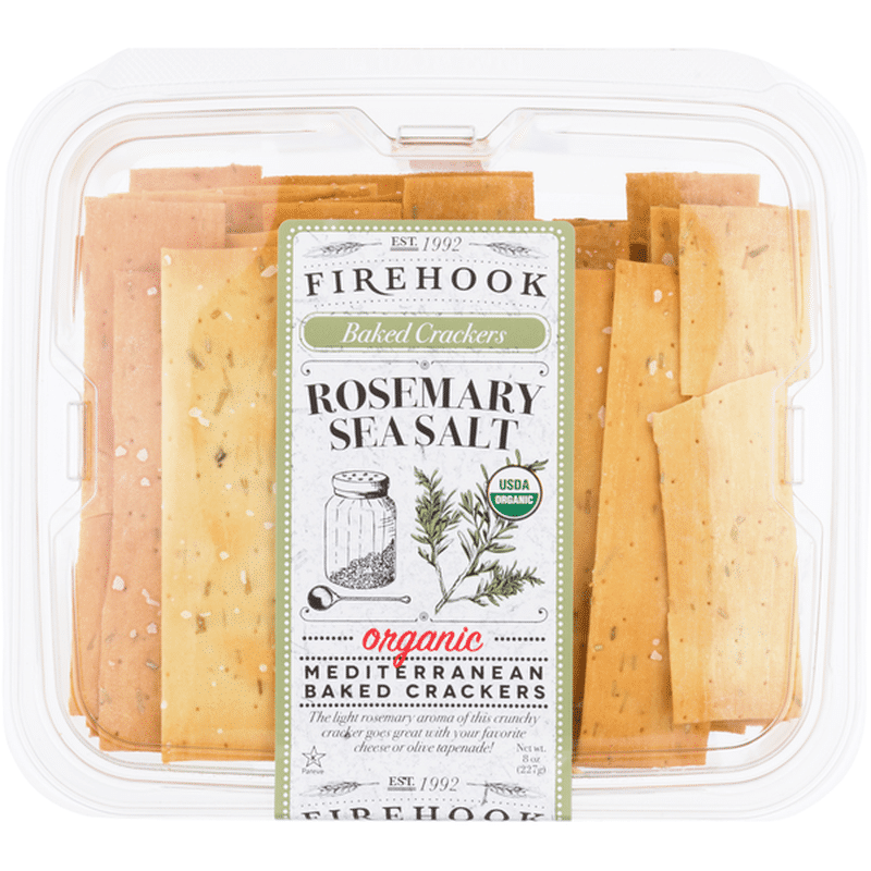 Firehook Baked Crackers, Mediterranean, Organic, Rosemary Sea Salt (8 ...