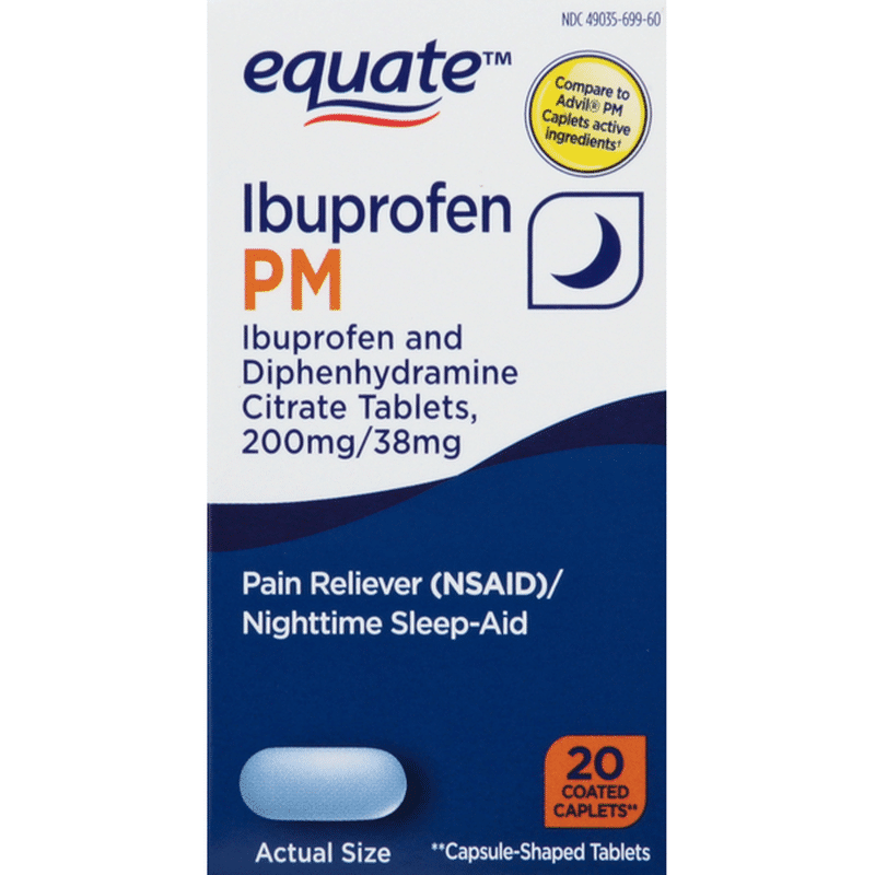 Equate Ibuprofen PM, Coated Caplets (20 each) Instacart