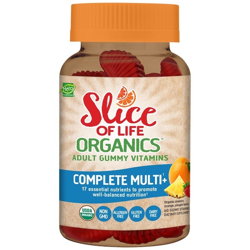 Hero Nutritionals Slice Of Life Organics Fruit Flavored Adult Gummy Vitamins 60 Ct Instacart