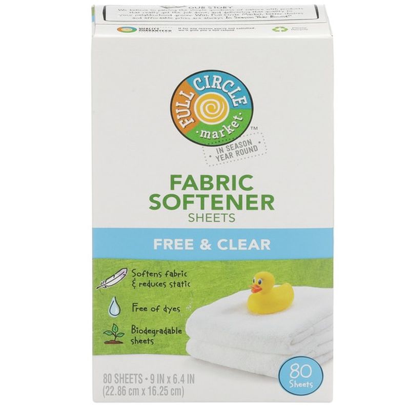 Full Circle Market Fabric Softener Sheets, Free & Clear (80 ct) - Instacart