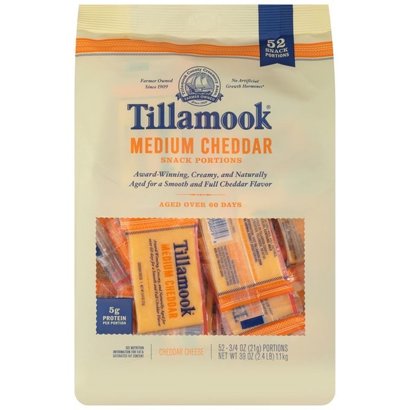 Tillamook Cheese, Cheddar, Medium (52 Ct) - Instacart