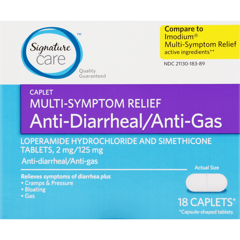 Signature Care AntiDiarrheal/AntiGas, MultiSymptom Relief, Caplet