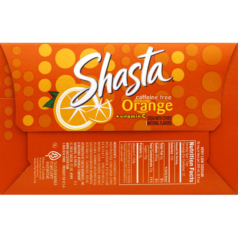 Shasta Soda, Orange, Caffeine Free (12 Fl Oz) - Instacart