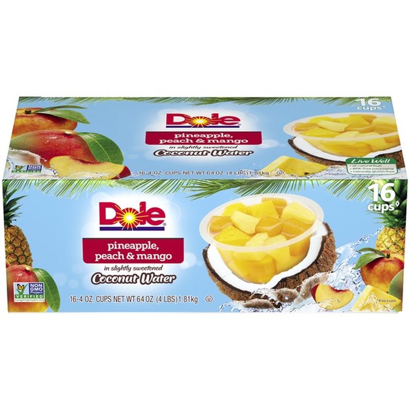 Dole Pineapple, Peach & Mango in Slightly Sweetened Coconut Water Dole
