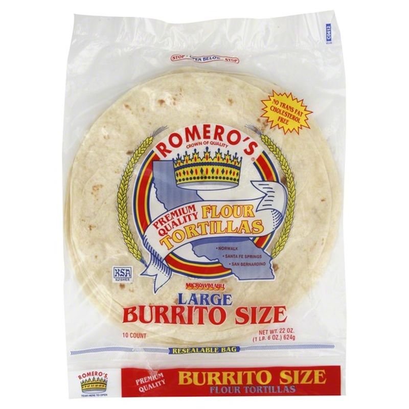 Romero's Burrito Size Flour Tortillas, Large (10 ct) - Instacart