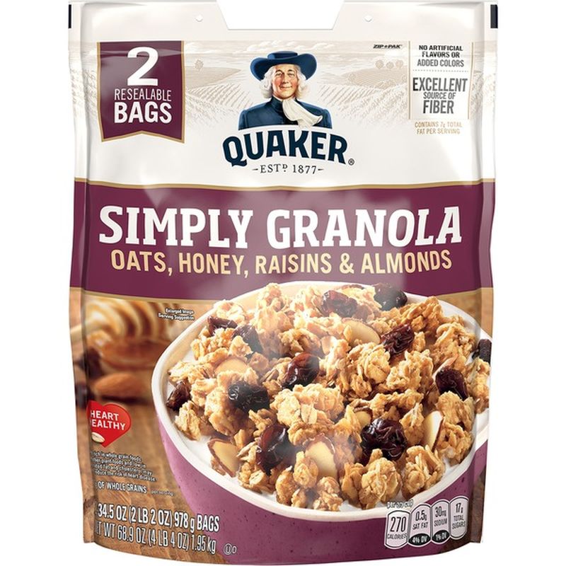 Quaker Oats, Honey, Raisins & Almonds Granola Cereal Or Fruit Bars (68.