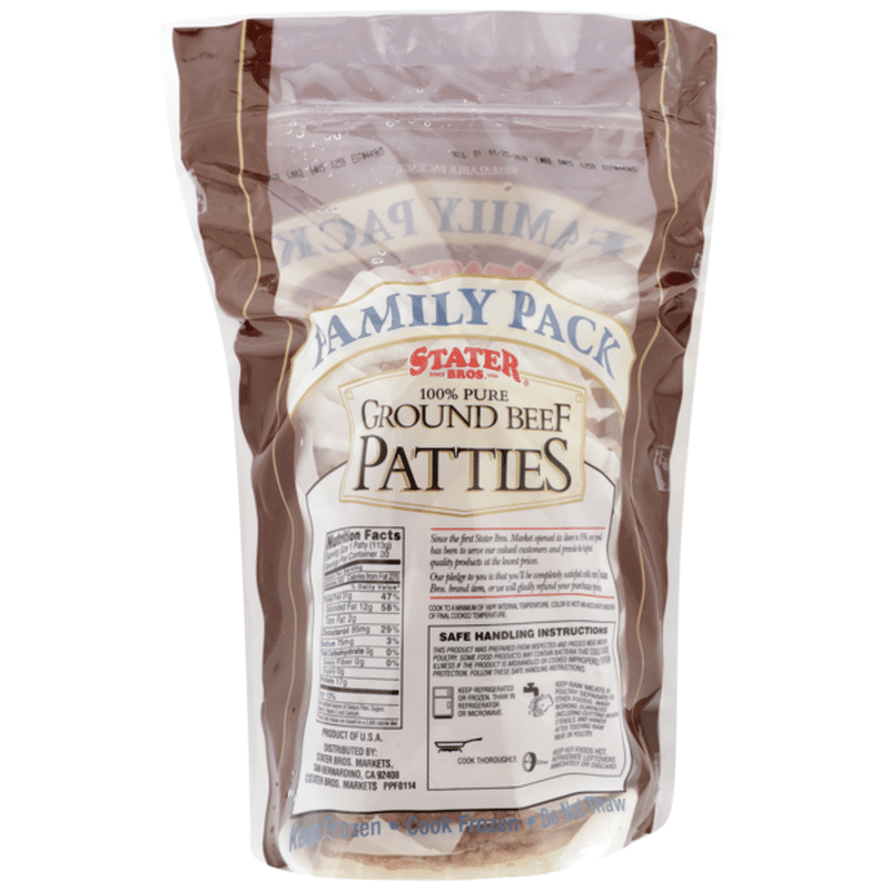 Stater Bros 27 Fat 73 Lean Ground Beef Patties (5 lb) Instacart
