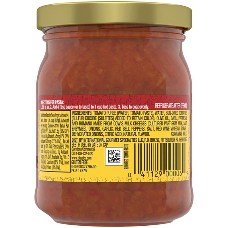 Classico SunDried Tomato Pesto Sauce and Spread (8.1 oz) Instacart