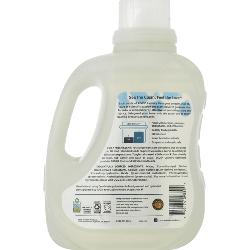 Ecos Laundry Detergent, 4 in 1, Free & Clear (100 oz) from ALDI Instacart