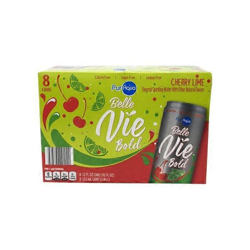 PurAqua Cherry Lime Flavored Belle Vie Bold Sparkling Water (12 fl oz) from ALDI Instacart