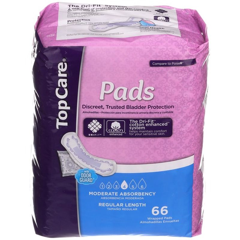 Top Care Moderate Absorbency Regular Pads For Women (66 ct) - Instacart