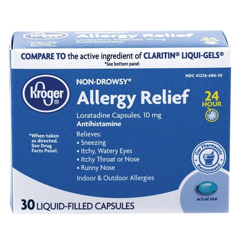 Kroger Nondrowsy* Allergy Relief Loratadine Capsules, 10 Mg
