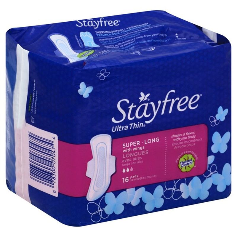 Stayfree Pads, Ultra Thin, with Wings, Super Long (16 ct) from Safeway