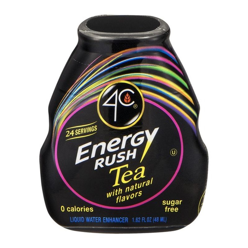 4C Foods Energy Rush Tea with Natural Flavors Liquid Water Enhancer 24 Servings (1.62 fl oz
