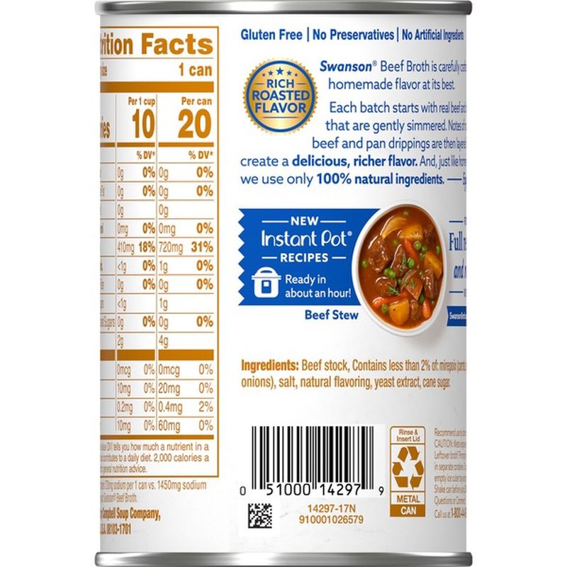 Swanson® 50% Less Sodium Beef Broth (14.5 oz) - Instacart