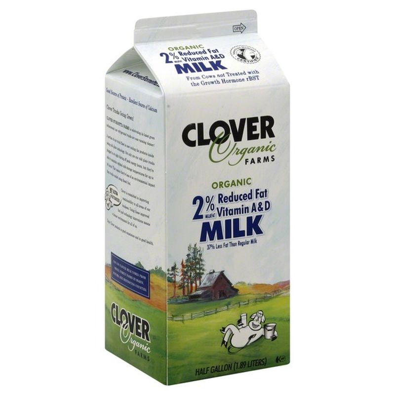 Clover Milk, Organic, Reduced Fat, 2% Milk (0.5 gal) - Instacart