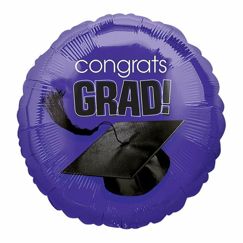 Anagram 18" Purple Congrats Grad School Colors Graduation Foil Balloon