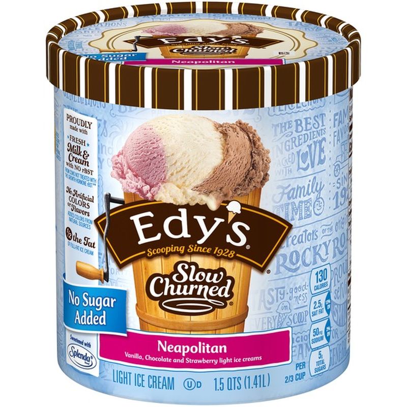 Edys Dreyers Slow Churned No Sugar Added Neapolitan Light Ice Cream