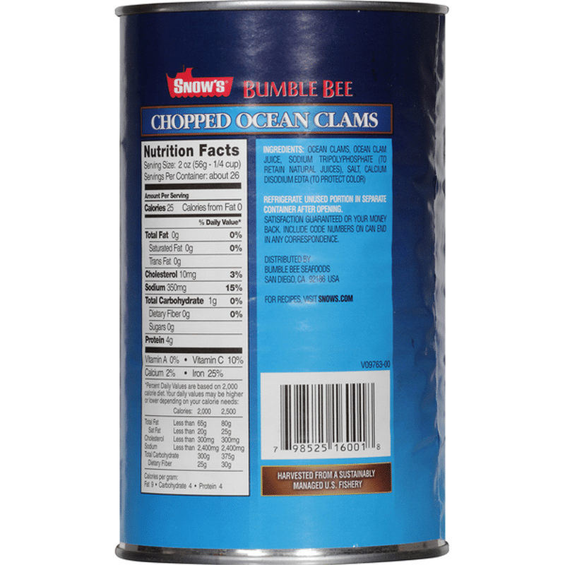 Snow's Ocean Clams, Chopped (51 oz) Instacart