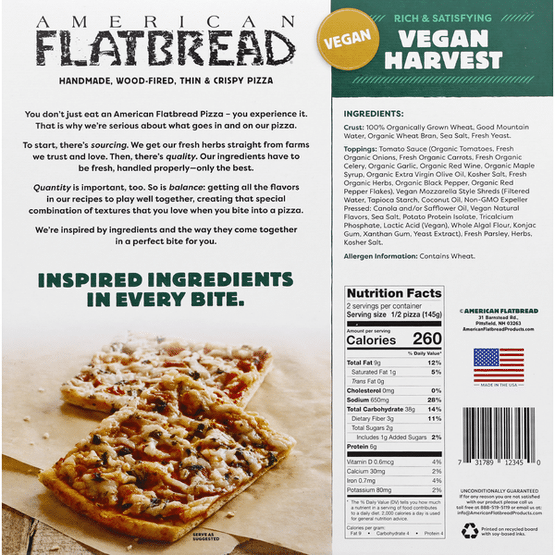 American Flatbread Pizza, Vegan Harvest (10.2 oz) Instacart