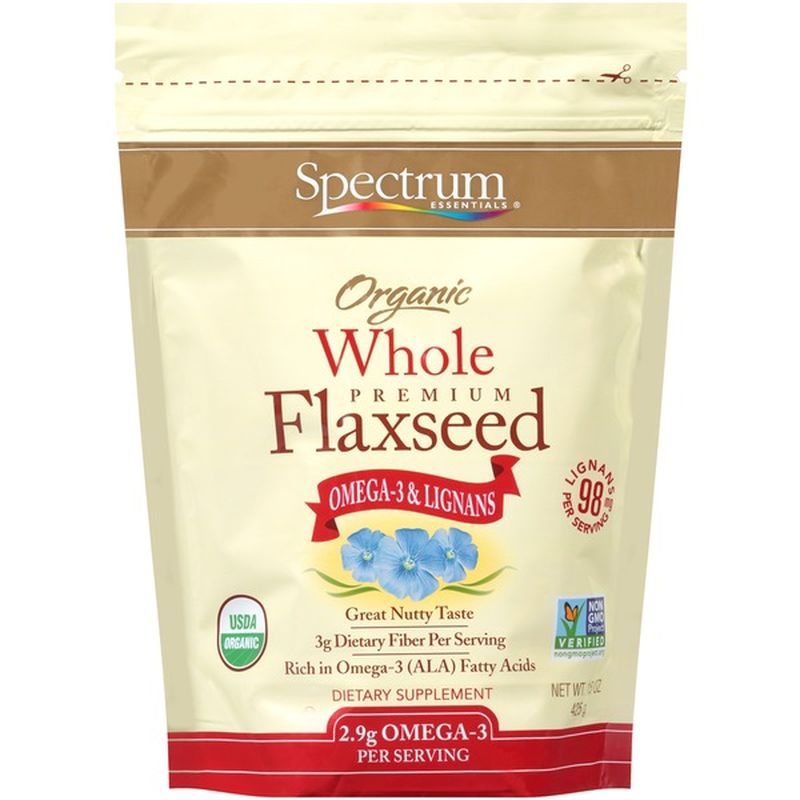 Spectrum Organic Whole Premium Flaxseed Dietary Supplement (15 oz) from