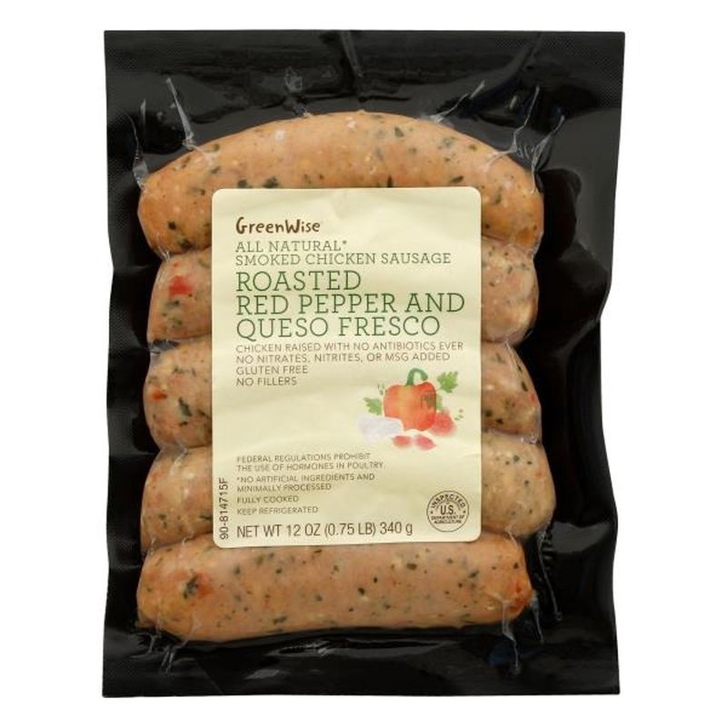GreenWise Smoked Roasted Red Pepper and Queso Fresco Chicken Sausage 12