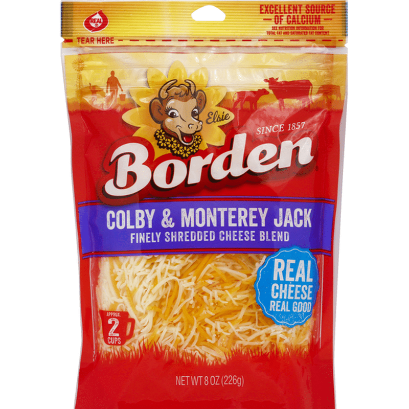 Borden Finely Shredded Cheese Blend, Colby and Monterey Jack (8 oz
