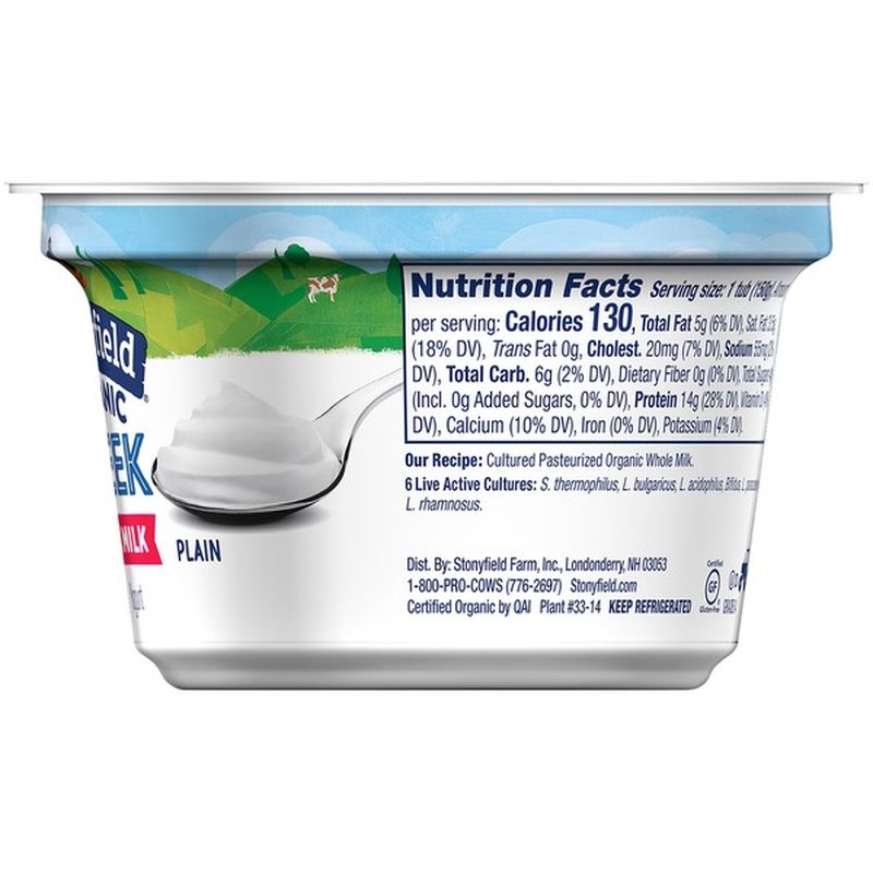 Stonyfield Organic Organic Greek Whole Milk Plain Yogurt (5.3 oz) from