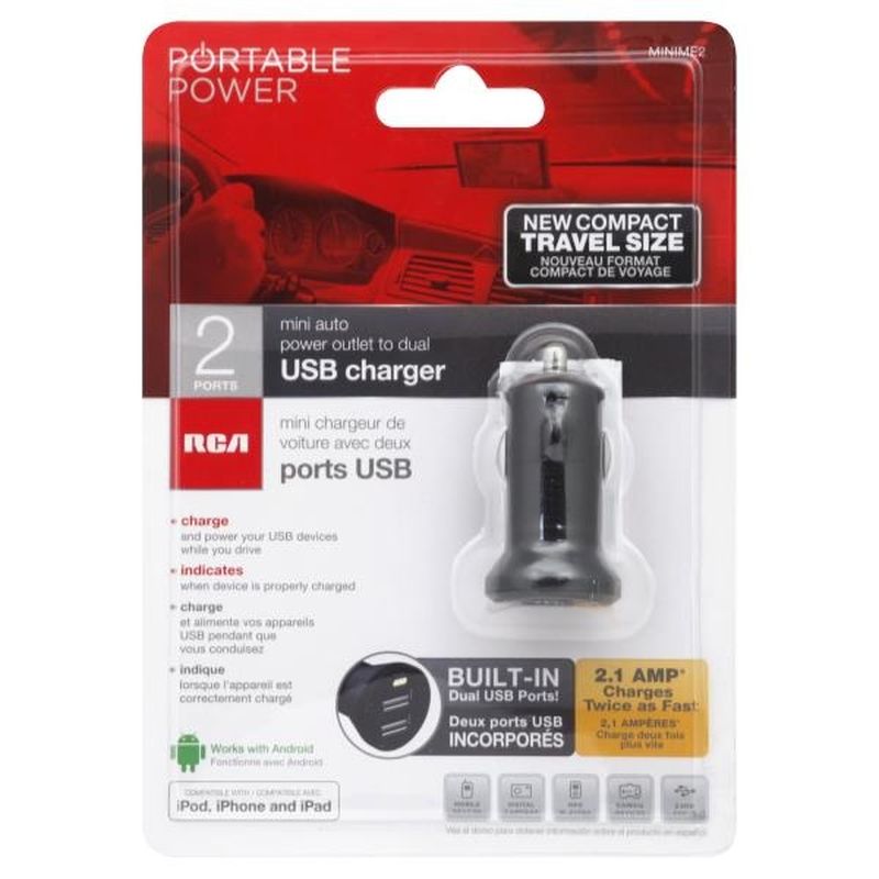 RCA Car Dual Usb Charger 2.1 Amp