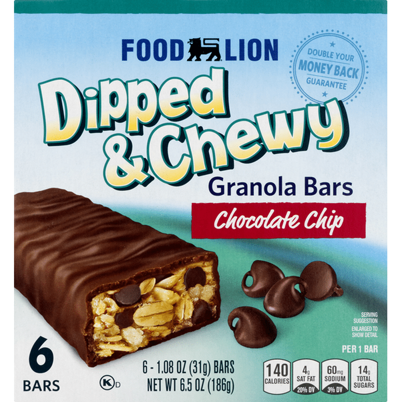 Food Lion Granola Bars, Chocolate Chip, Dipped & Chewy (6 each) Instacart