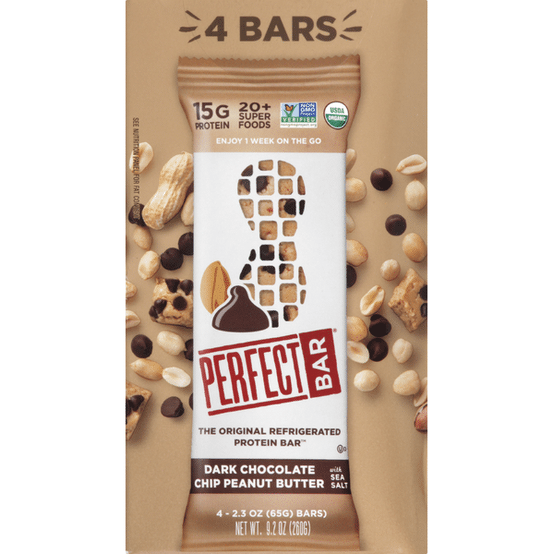 perfect bar dark chocolate chip peanut butter protein bar