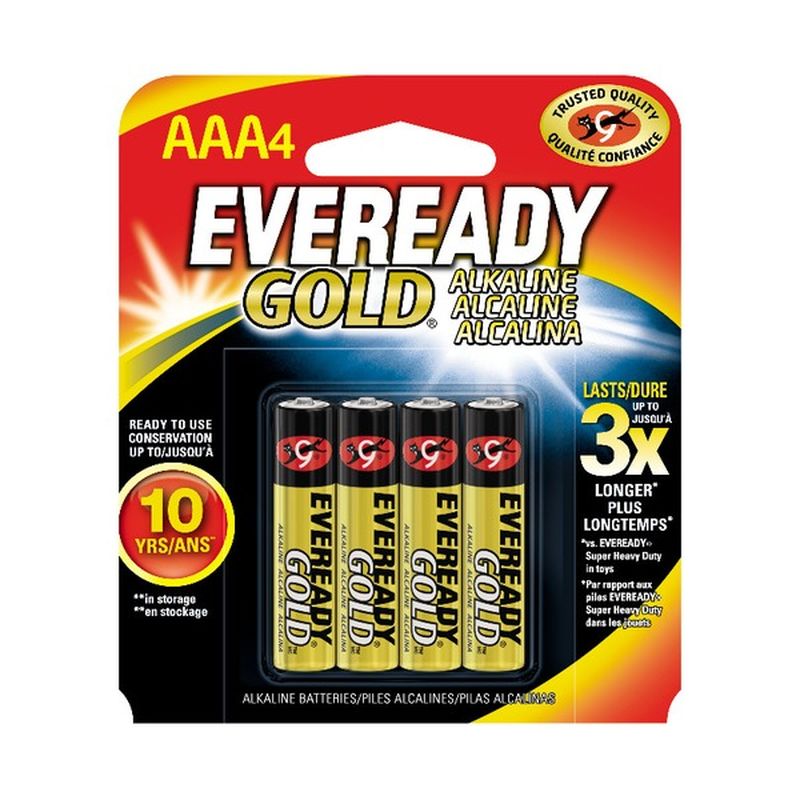 Eveready Alkaline AAA Batteries, Triple A Batteries (4 ct) - Instacart