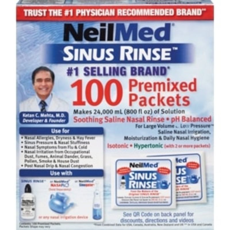 NeilMed Saline Nasal Rinse, Premixed Packets (100 ct) from