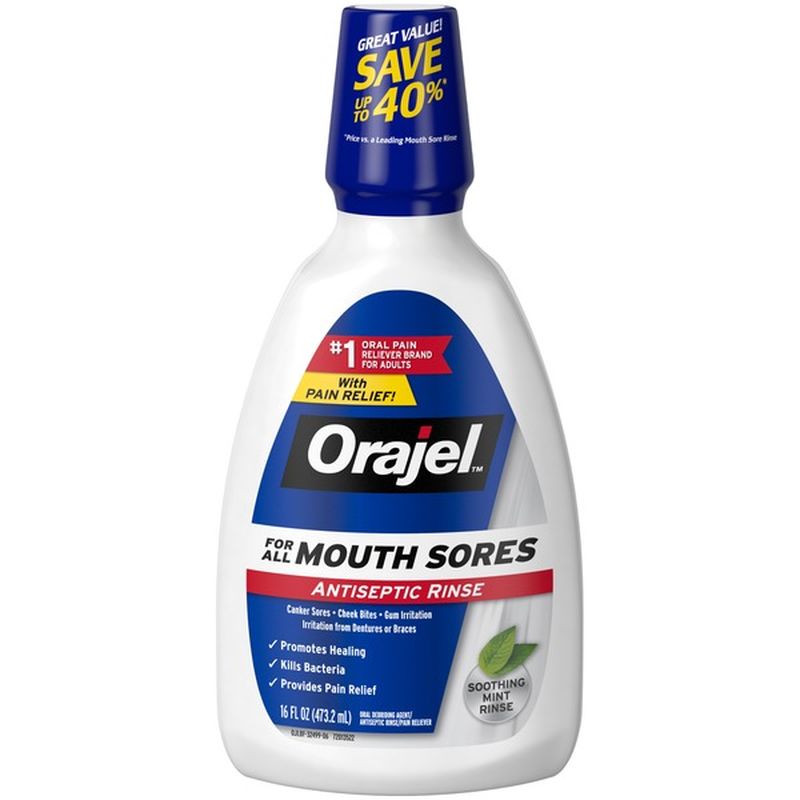 Orajel Fresh Mint Mouth Sores Antiseptic Rinse 16 Fl Oz Instacart