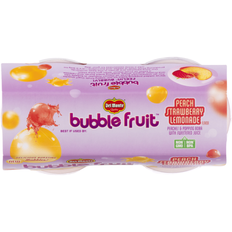 Del Monte Fruit Cups, Peach Strawberry Lemonade, Bubble Fruit, Sleeve (4 oz) from Wegmans ...