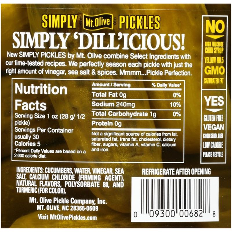 Mt. Olive Kosher Dills Simply Pickles (46 fl oz) from Publix Instacart