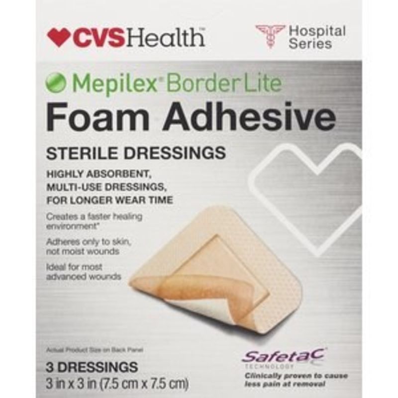 CVS Pharmacy Mepilex Border Lite Foam Adhesive Sterile Dressing, 3" X 3