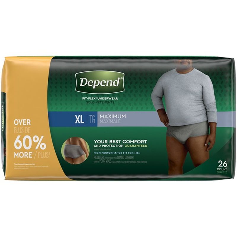 Depend FIT-FLEX Incontinence Underwear for Men, Maximum Absorbency, XL ...