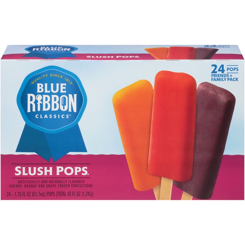 Blue Ribbon Classics Slush Pops Orange, Cherry, Grape Slush Pop, 24pk