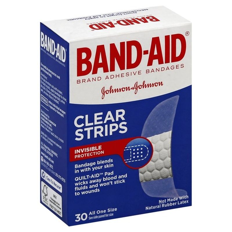 Band Aid Brand Comfort Flex Clear Strips Adhesive Bandages (30 ct ...