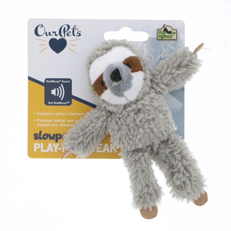 Our Pet's Slowpoke Play-N-Squeak Plush Sloth Catnip Cat Toy