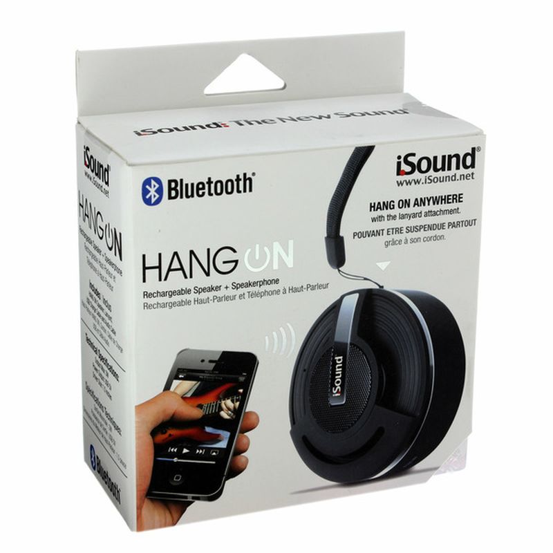 I Sound Hang On Black Bluetooth Rechargeable Speaker