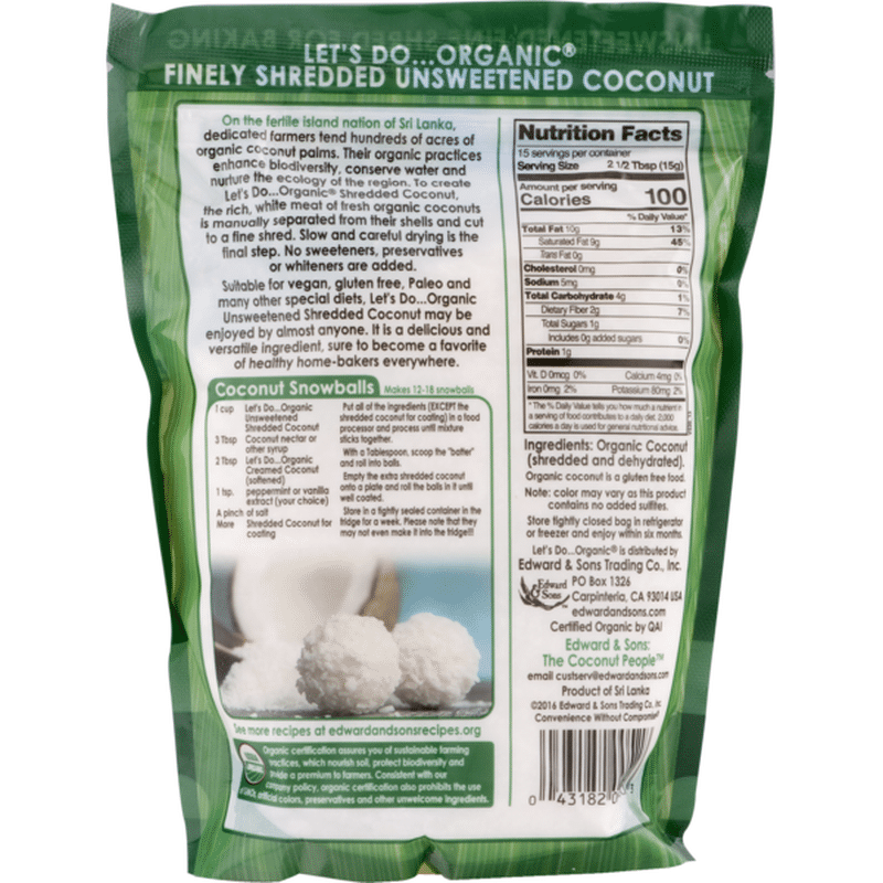 Let's Do Organic Coconut, Shredded, Unsweetened (8 oz) from Rainbow