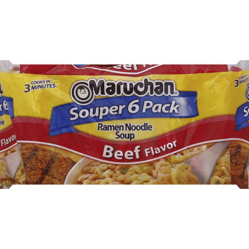 Maruchan Souper 6 Pack Beef Flavor Ramen Noodle Soup (18 oz) - Instacart