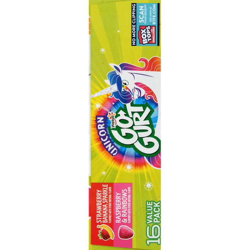 Go Gurt Yogurt, Low Fat, Unicorn, Strawberry Banana Sparkle/Raspberry ...