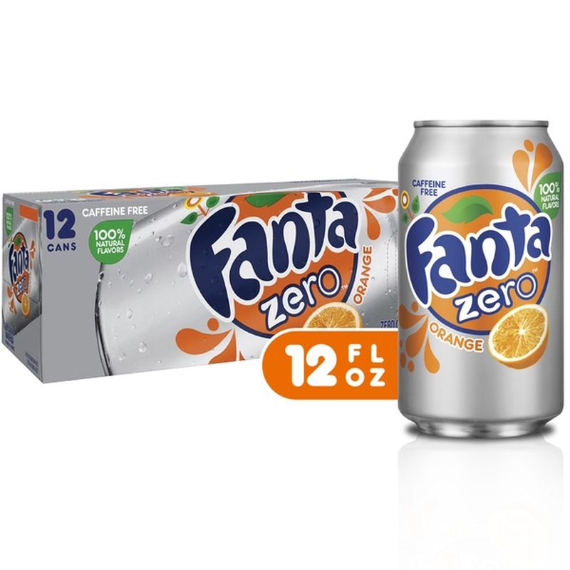 Fanta Zero Orange Zero Sugar Soda Fruit Flavored Soft Drink 12 Fl